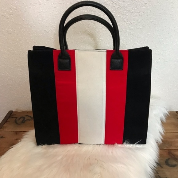 Lulu Dharma Handbags - Lulu dharma tote Black, Red & White striped – NWOT